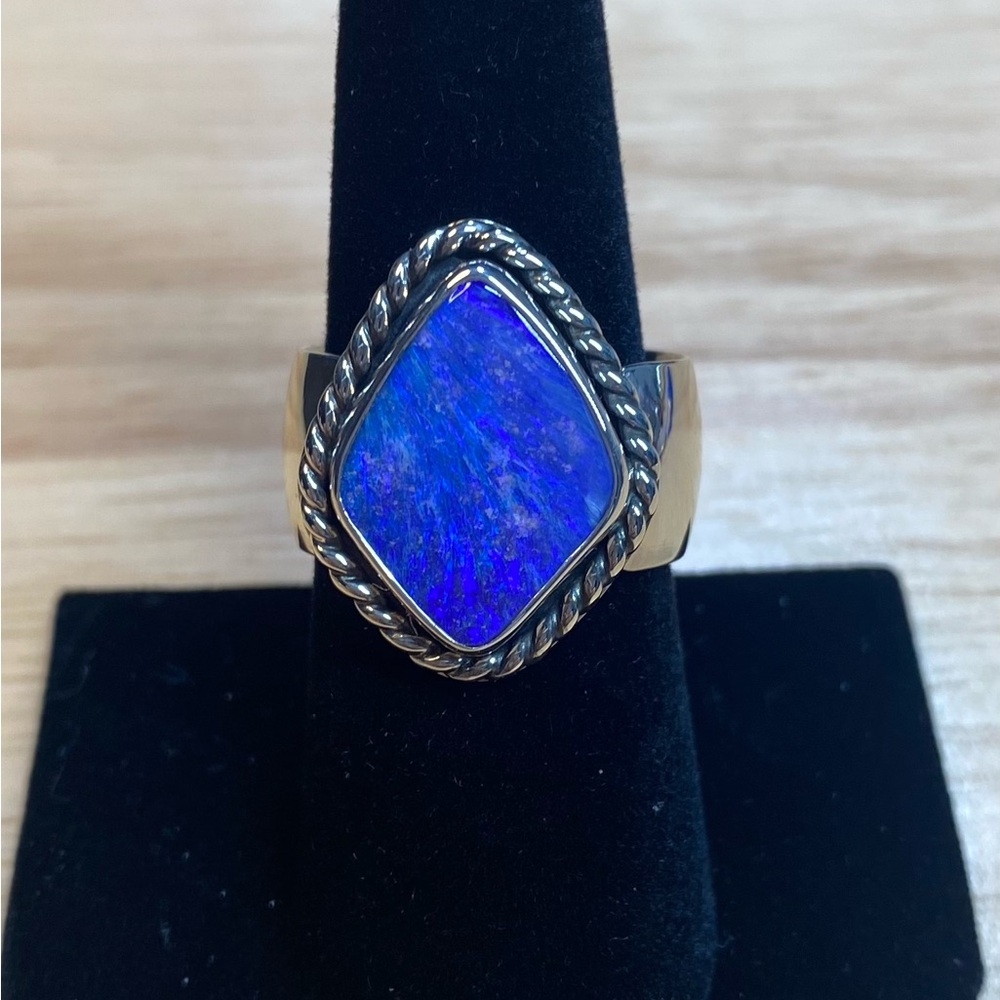Opal Ring Australian Boulder Opal set in Sterling Silver